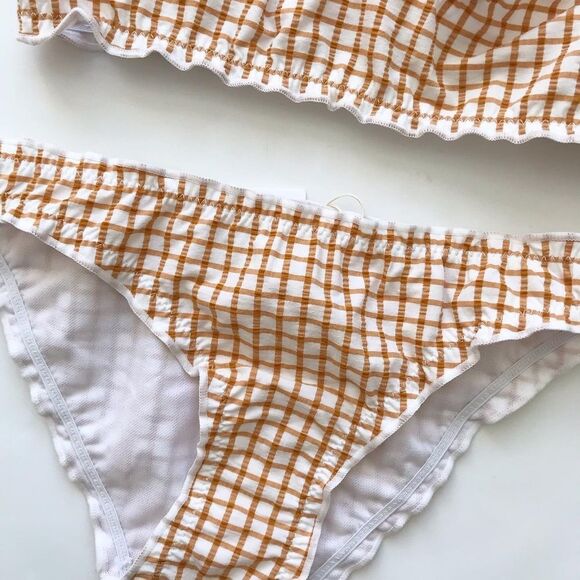 Zara NWT mustard grid plaid 2 pc bikini 8-9Y - Picture 3 of 6